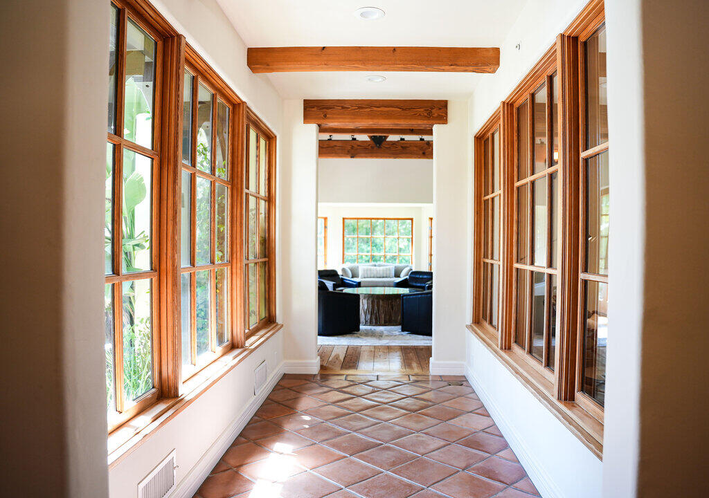 Hallway with windows on both sides