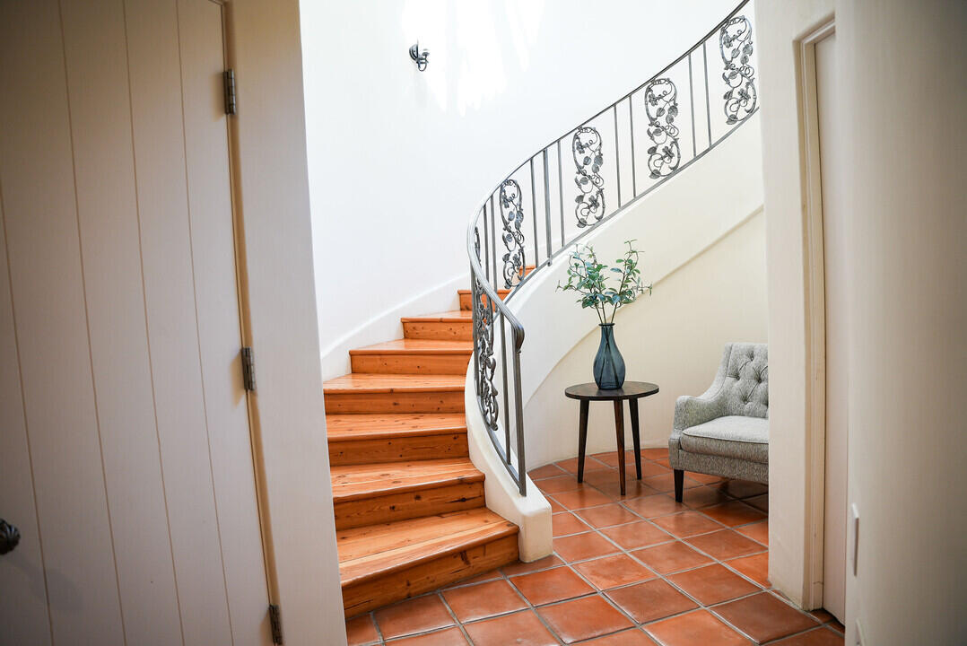 Bottom of spiral staircase
