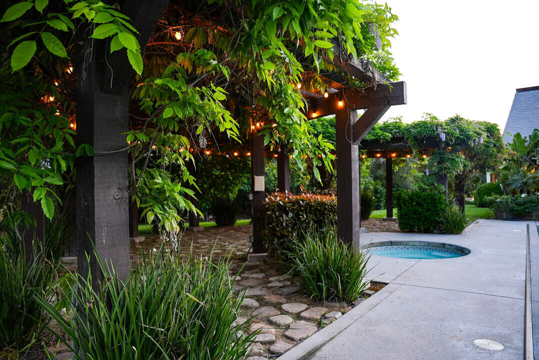 Outdoor jacuzzi with lights